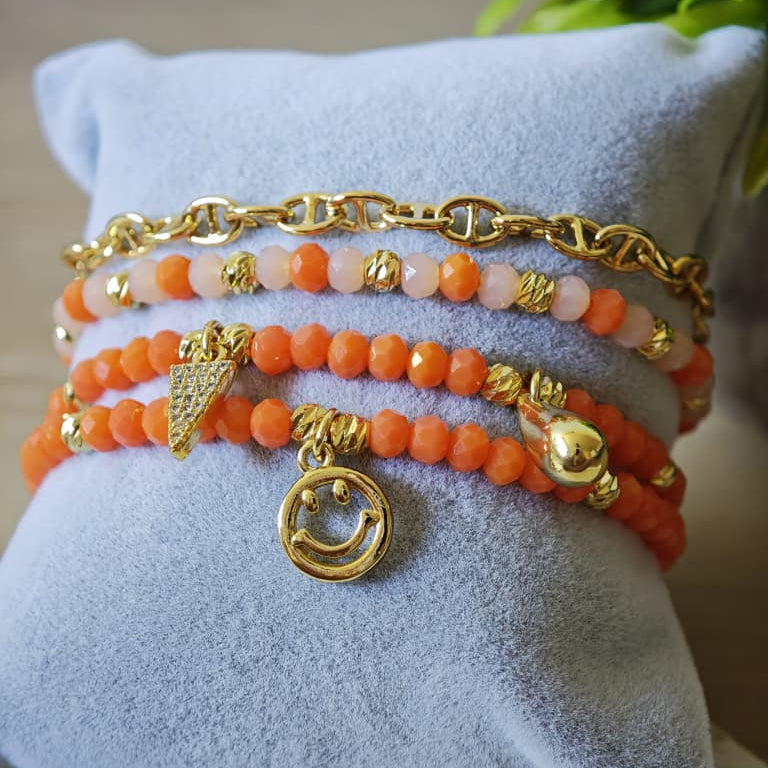Emoji vibrante - Set de pulseras - Naranja