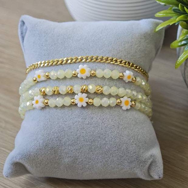 Florecillas - Set de pulseras - Amarillo