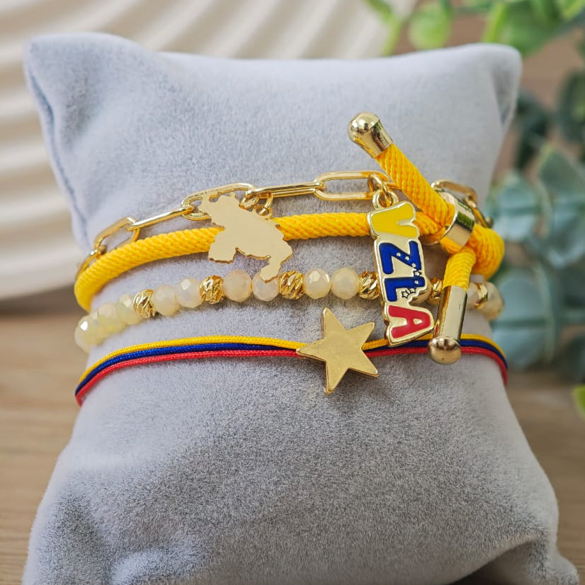 Tricolor - Set de pulseras - Amarillo