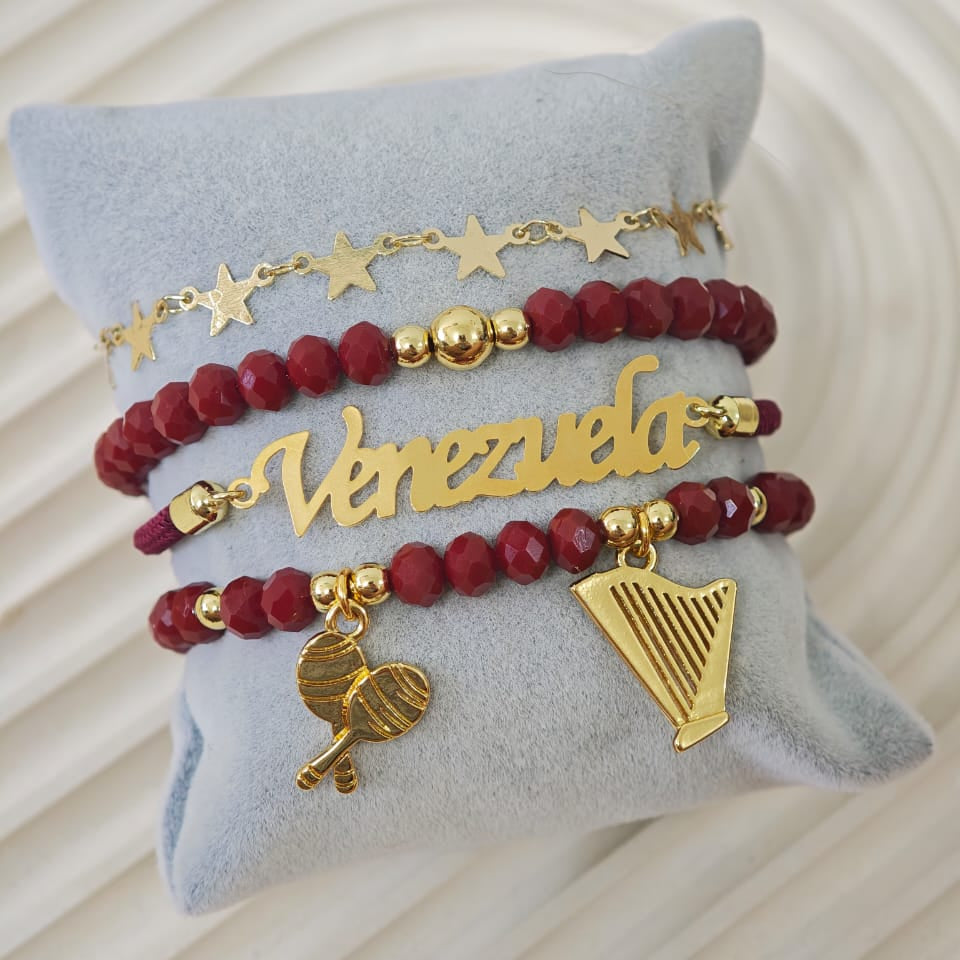 Llanos - Set de pulseras - Vinotinto