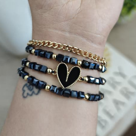 Cora metal - Set de pulseras - Negro