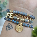 Medalla- Set de pulseras - Gris