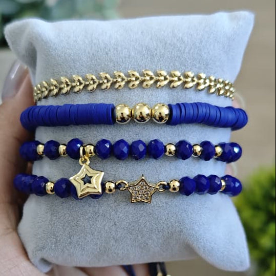 Estrellado - Set de pulseras - Azul rey