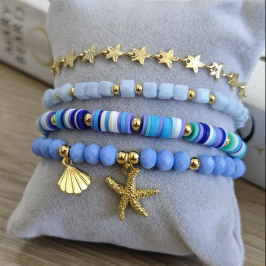 Azules - Set de pulseras - Celeste