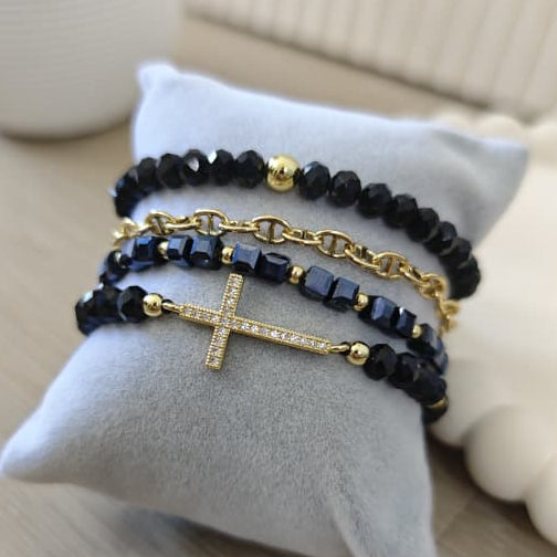Maxi cruz - Set de pulseras - Negro