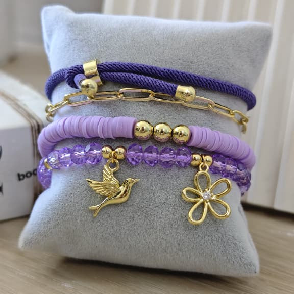 Ave - Set de pulseras - Lila