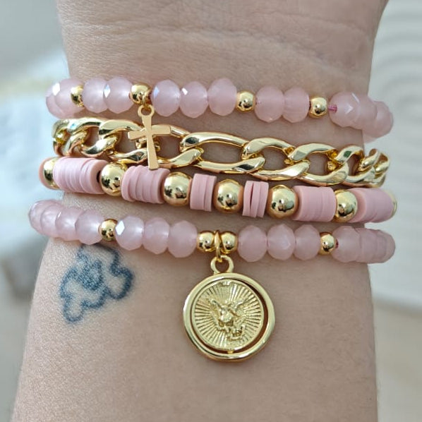 San miguel - Set de pulseras - Rosa viejo