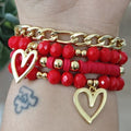 Corazón irregular - Set de pulseras - Rojo