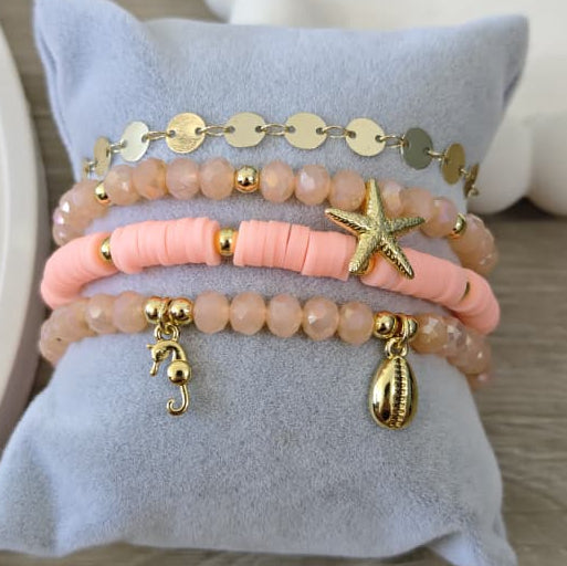 Conchitas - Set de pulseras - Coral