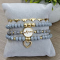 Corazón y amor - Set de pulseras - Gris