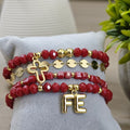 Fe - Set de pulseras - Vinotinto