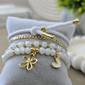 Florecilla blanca - Set de pulseras - Blanco