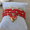 Corazón manchado - Set de pulseras - Rojo