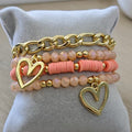 Corazones irragulares - Set de pulseras - Coral