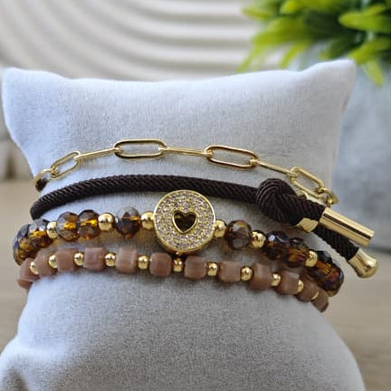 Clásico - Set de pulseras - Marrón