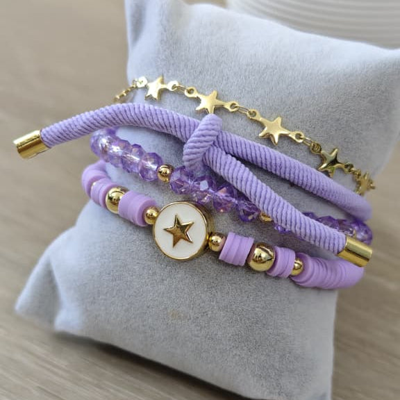 Lila estrella - Set de pulseras - Lila