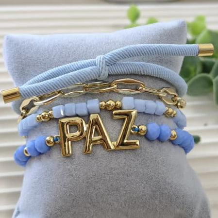 Paz - Set de pulseras - Celeste