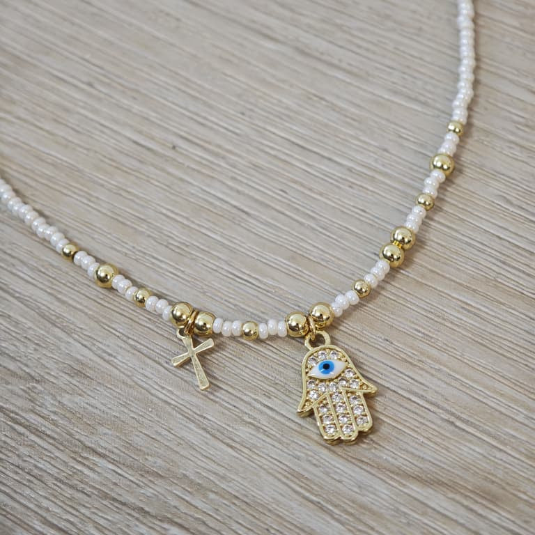 Mano de hamsa - Collar - Marfil