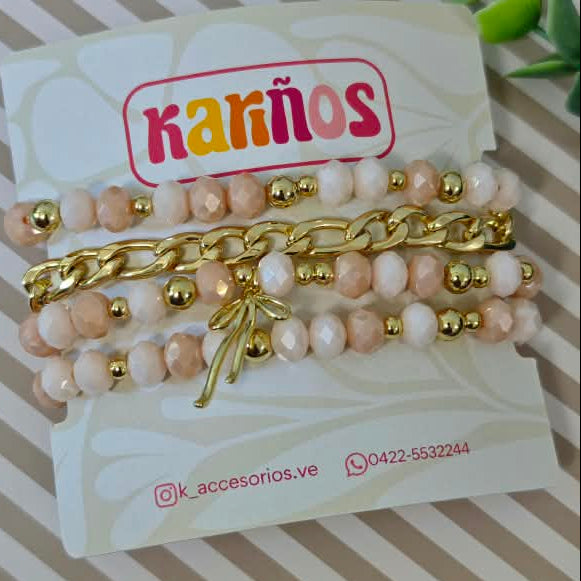 Maxi lazo - Set de pulseras - Beige