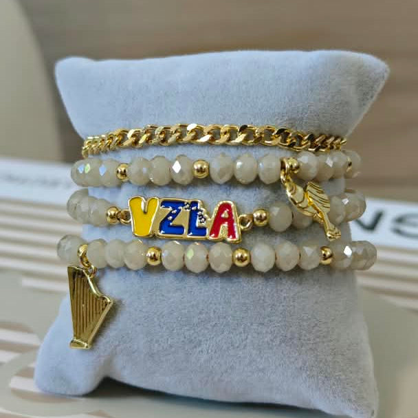 Vzla tricolor - Set de pulseras - Beige