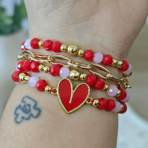 Corazón combinado - Set de pulseras - Mix moderno