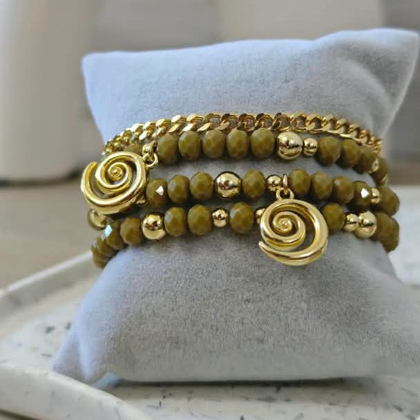 Espirales - Set de pulseras - Beige