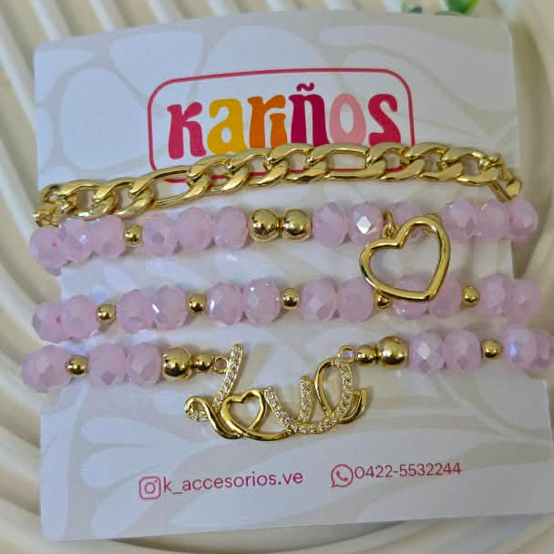 Love rosa - Set de pulseras - Rosa