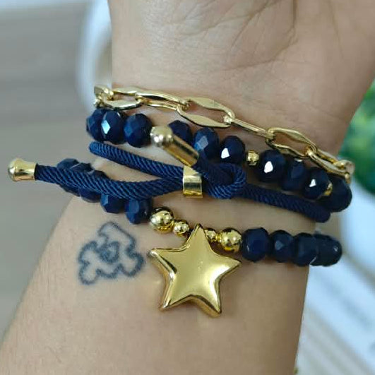 Súper estrella - Set de pulseras - Azul marino