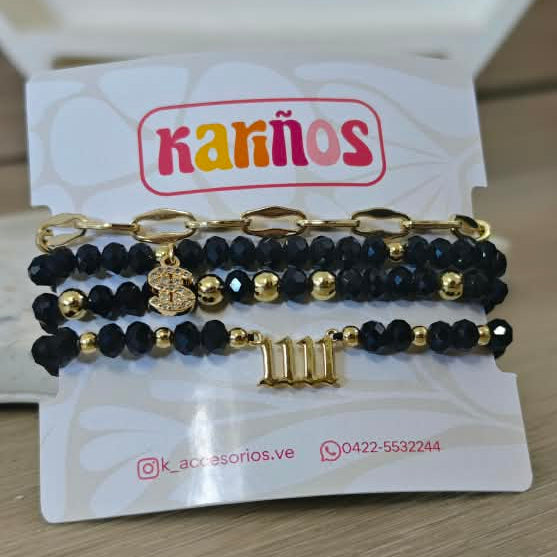 Dólar - Set de pulseras - Negro